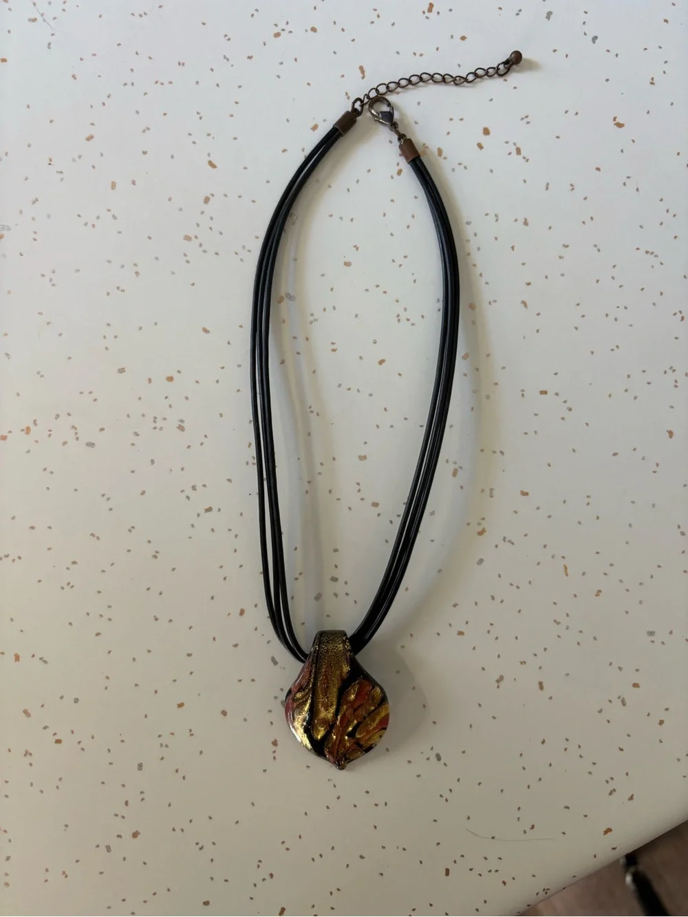 Vintage necklace Bundle- Green Layered Bead Pendant Necklace with Black and gold